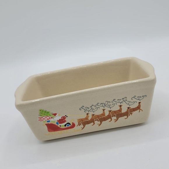 Nantucket Christmas Ceramic Mini Loaf Pans Vintage Ornaments & Santa Set of 2 - Picture 10 of 15